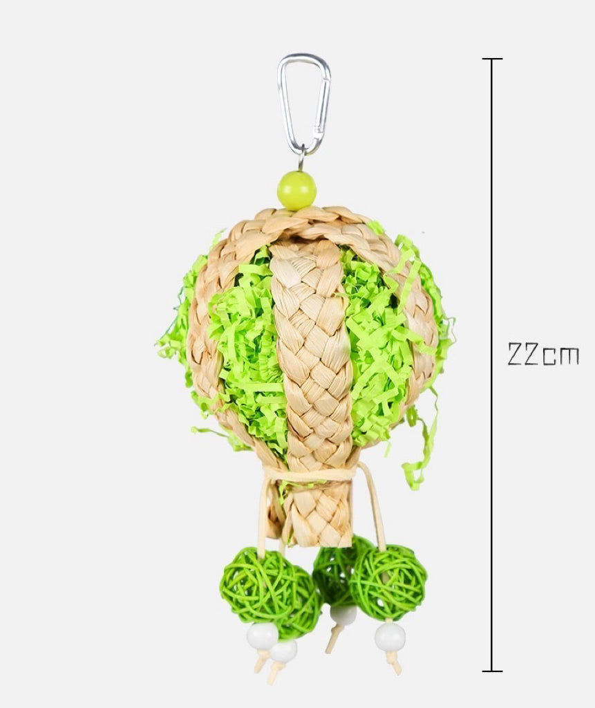 22cm Colourful Style Hot Air Balloon Bite Hanging Natural Parrot Birdie Toy for Small Medium Size Parrot Cages Accessories