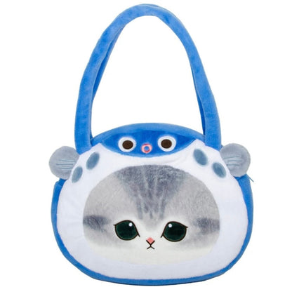 Japan Artist Mofusand Cat Neko Ocean Marine Big Plush Bag | Crab Salamander Globefish - Mascot Plush Shoulder Bag