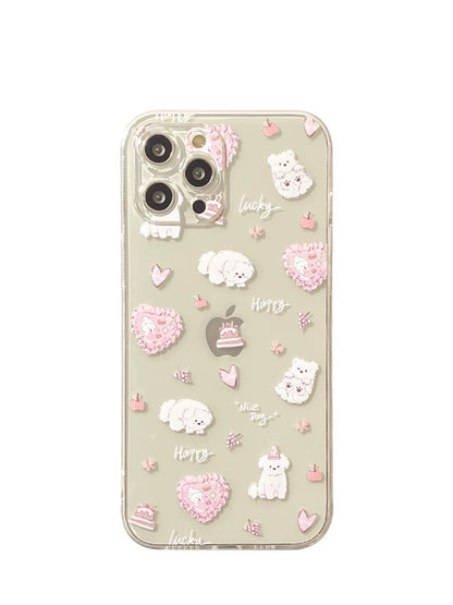 Lovely White Dog Lucky Happy Nice Day iPhone Case 6 7 8 PLUS SE2 XS XR X 11 12 13 14 15 16 Pro Promax 12mini 13mini