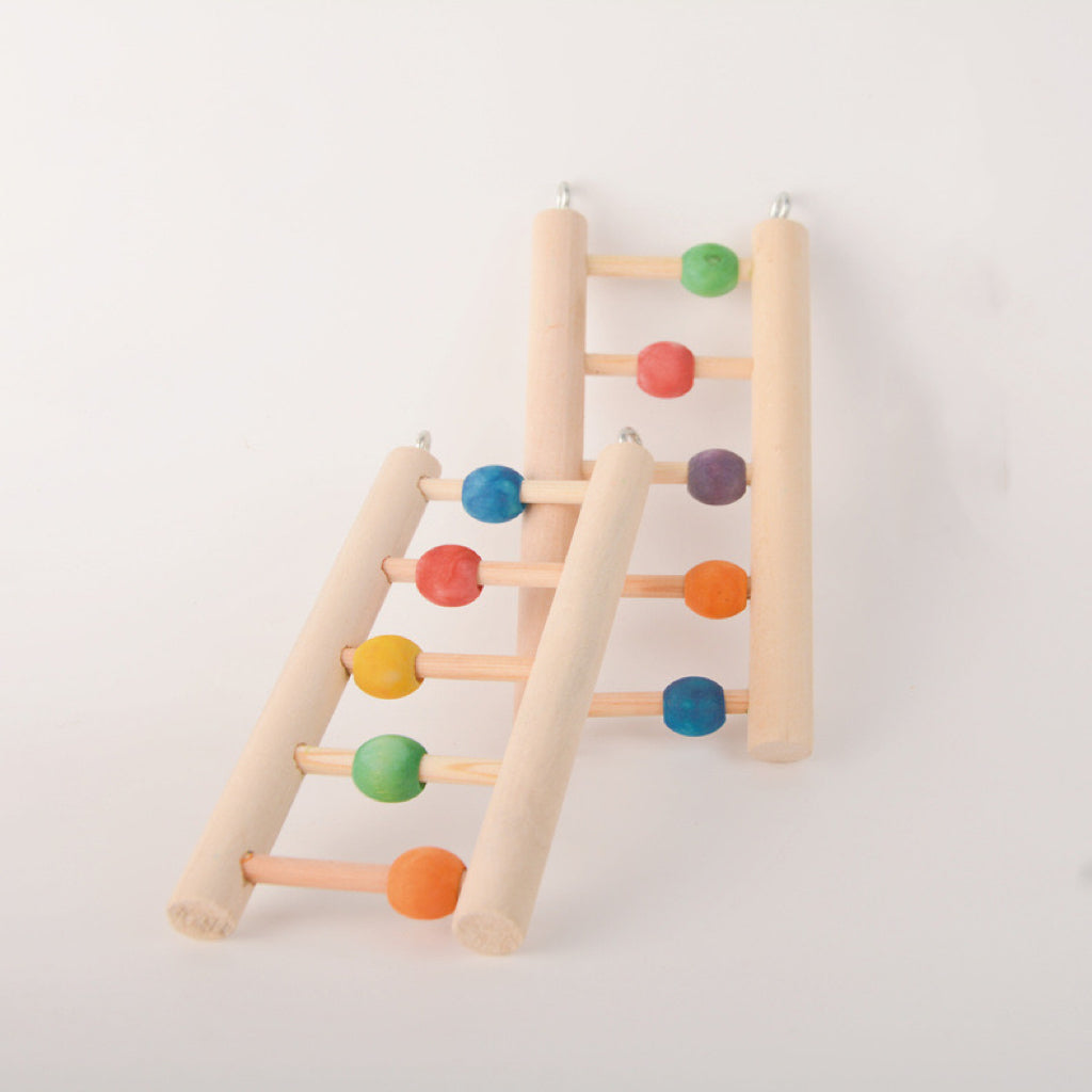 21x8.5cm Natutal Style Wooden Ladder with Moveable Beads Toy Handmade Bird Toys Organic Bird Cages Accessories