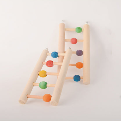 21x8.5cm Natutal Style Wooden Ladder with Moveable Beads Toy Handmade Bird Toys Organic Bird Cages Accessories