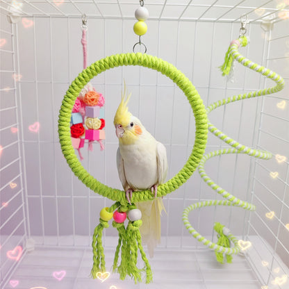 11.5-15cm SML Size Kawaii Style Colourful Rope Swings Parrot Birdie Toy for Small Medium Parrot