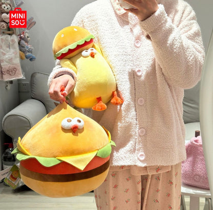 Lovely Chicken Fat Dundun Foods Plush Doll | Hamburger on Head Chick - Children Gift Animal Plush Doll