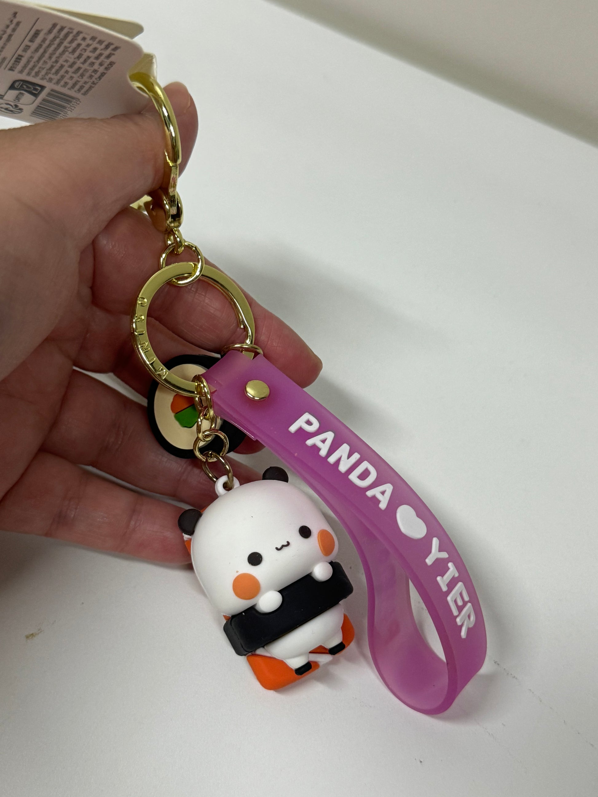 Bubu and Dudu Panda Plastic Keychain | Sushi Panda Yier - Children Gift Animal Lanyards