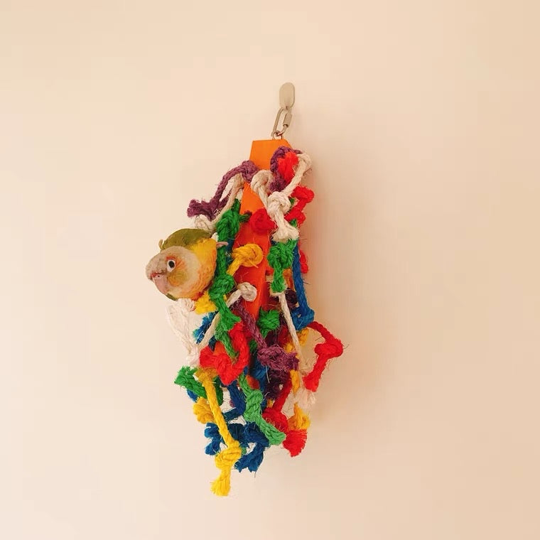 20x15cm Colourful Style Ropes Bite Hanging Natural Parrot Birdie Toy for Medium Large Size Parrot Cages Accessories