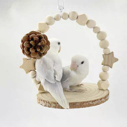 13x14cm Natural Style Starry with Pine Corn Platform Swings Hanging Toy Handmade Bird Toys Organic Bird Cages Accessories