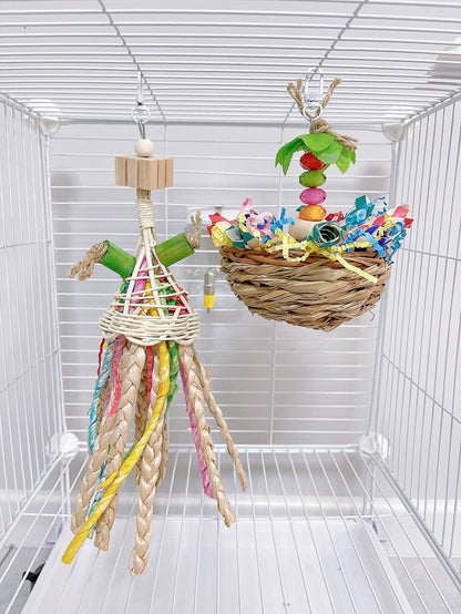 Tropical Series Ice Cream & Dessert Parrot Toys Hanging Toy Handmade Bird Toys Organic Bird Cages for Small Medium Big Parrot