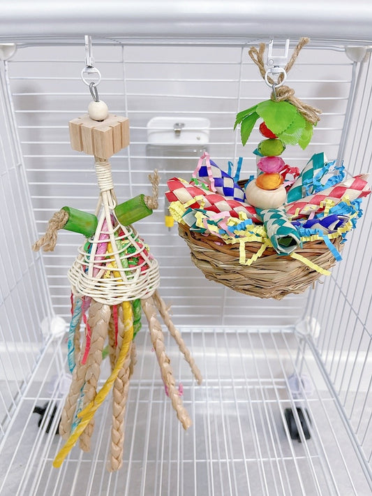 Tropical Series Ice Cream & Dessert Parrot Toys Hanging Toy Handmade Bird Toys Organic Bird Cages for Small Medium Big