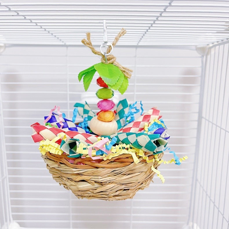 Tropical Series Ice Cream & Dessert Parrot Toys Hanging Toy Handmade Bird Toys Organic Bird Cages for Small Medium Big Parrot