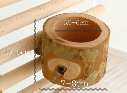 Natural Style Apple Wood Food Cup for Small Animal Bird Handmade Organic Hamster Squirrel Mice Parrot Lovebird Budgie Sparrow Sugar Glider