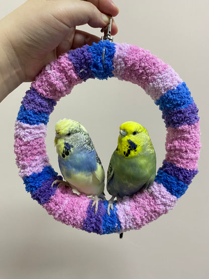 +Handmade+17.5cm Blueberry Pink Blue Purple Yarn Knitting Ring Swings Parrot Birdie Toy