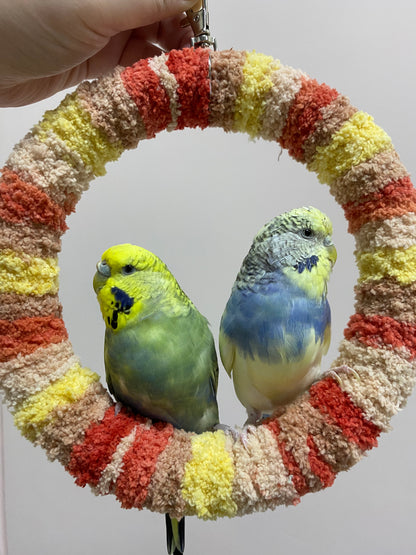 New Colour 17.5cm Pudding Yellow Brown Red Yarn Knitting Ring Swings Parrot Birdie Toy