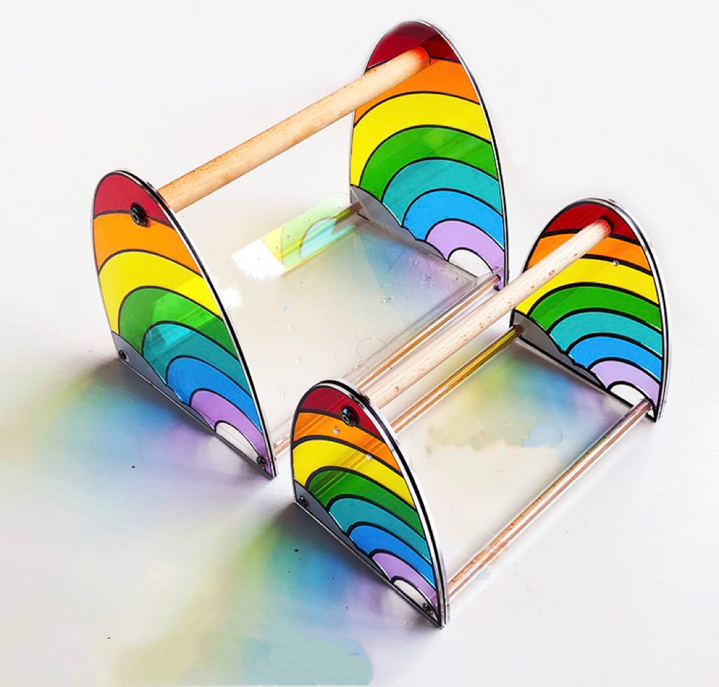 Handmade Rainbow Acrylic Stand with Wooden Branch Organic Bird Cages Accessories Lovebird Budgie Pacific Parrotlet