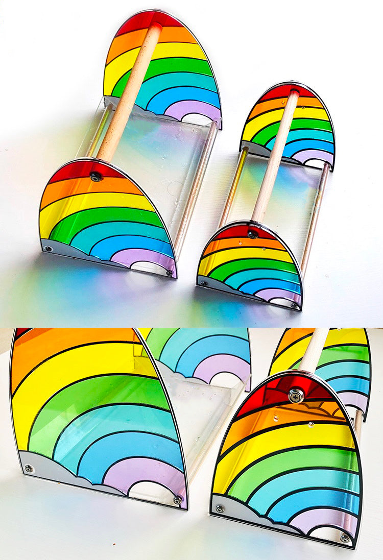 Handmade Rainbow Acrylic Stand with Wooden Branch Organic Bird Cages Accessories Lovebird Budgie Pacific Parrotlet