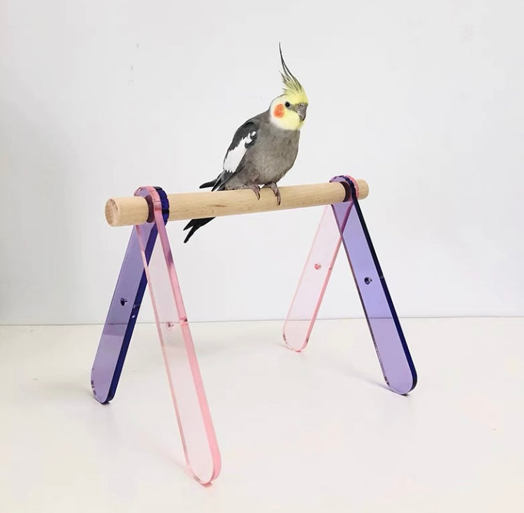 Handmade Foldable Acrylic Stand with Wooden Branch with Plastic Pad Organic Bird Cages Accessories Lovebird Budgie Pacific Parrotlet