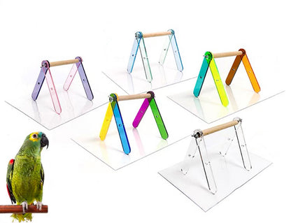 Handmade Foldable Acrylic Stand with Wooden Branch with Plastic Pad Organic Bird Cages Accessories Lovebird Budgie Pacific Parrotlet