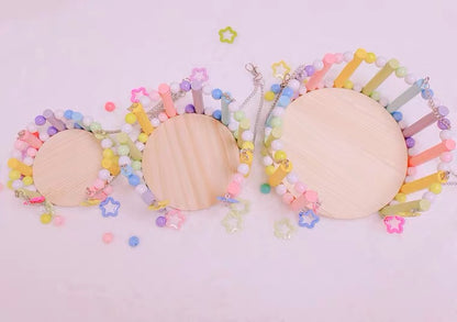 Handmade Kawaii Princess Rainbow Round Bed for Parrot Bird Toys Organic Bird Cages Accessories Lovebird Budgie Pacific Parrotlet Small Pet