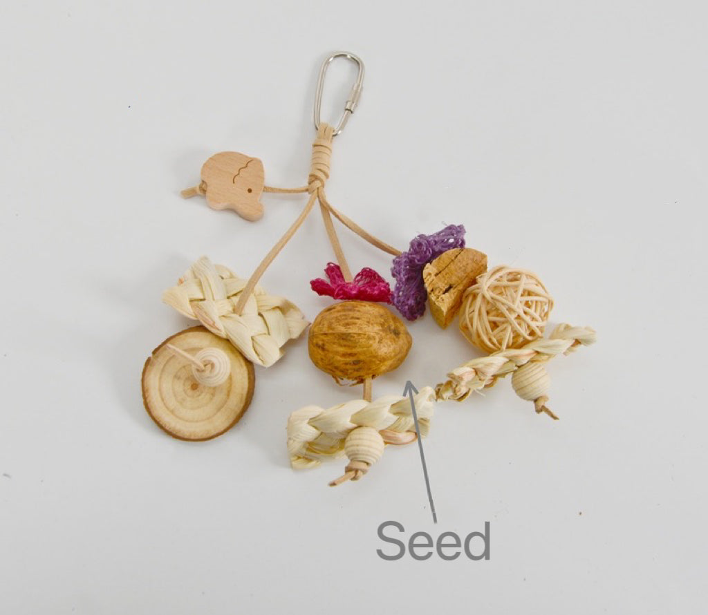 25cm Natural Style Wooden Bird Bites Hanging Toy Handmade Bird Toys Organic Bird Cages Accessories