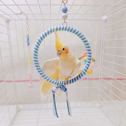 11.5-15cm SML Size Kawaii Style Pastel Rope Swings Parrot Birdie Toy for Small Medium Parrot