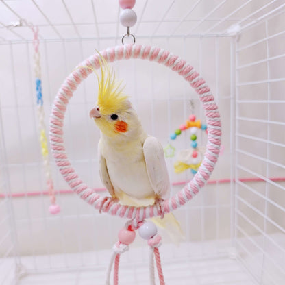 11.5-15cm SML Size Kawaii Style Pastel Rope Swings Parrot Birdie Toy for Small Medium Parrot