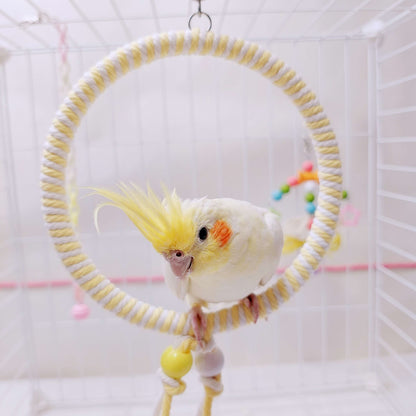 11.5-15cm SML Size Kawaii Style Pastel Rope Swings Parrot Birdie Toy for Small Medium Parrot