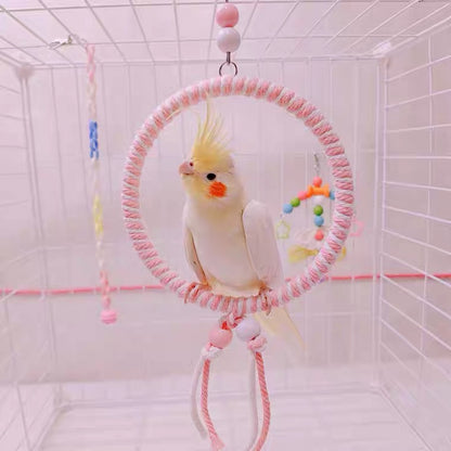 11.5-15cm SML Size Kawaii Style Pastel Rope Swings Parrot Birdie Toy for Small Medium Parrot