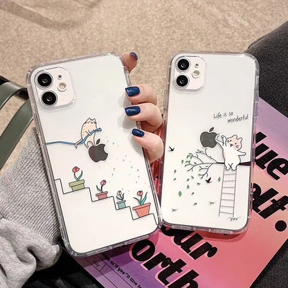 Cat Simple Lovely Style iPhone case Kawaii Lovely Cute Lolita iPhone 7 8 PLUS XS XR X 11 12 13 14 15 Pro Promax 12mini 13mini