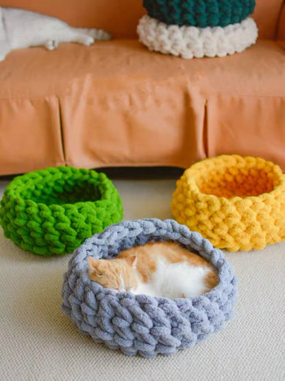 Handmade Knitting Basket Cat Room | Cat House | Cat bed | Cat Playground | Puppy Bed | Pet Furniture | Bunny Rabbit House