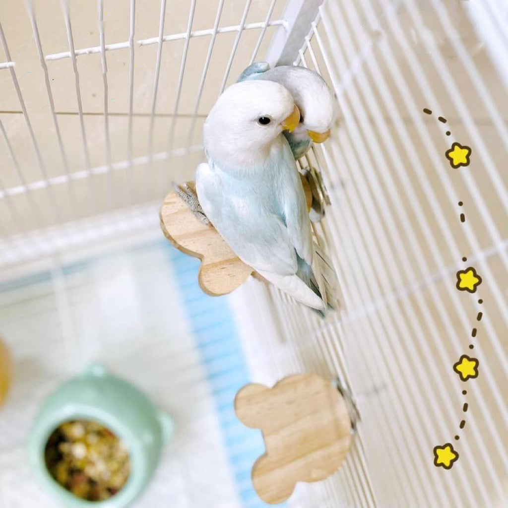 Cute Style Small Wooden Platform | Flower Butterfly Mouse Circle Sakura - Parrot Birdie Toy for Small Medium Parrot Hamster Pets