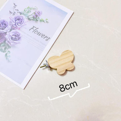 6-8cm Cute Style Small Wooden Platform | Flower Butterfly Mouse Circle Sakura - Parrot Birdie Toy for Small Medium Parrot Hamster Pets