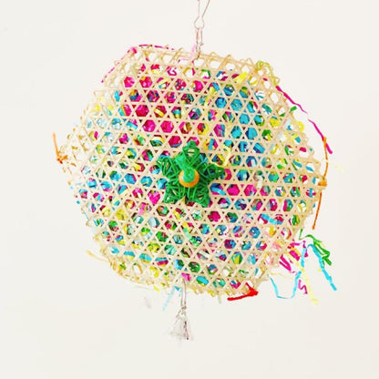 Colourful Style Raffia Paper with Bamboo Flower Star Parrot Toy