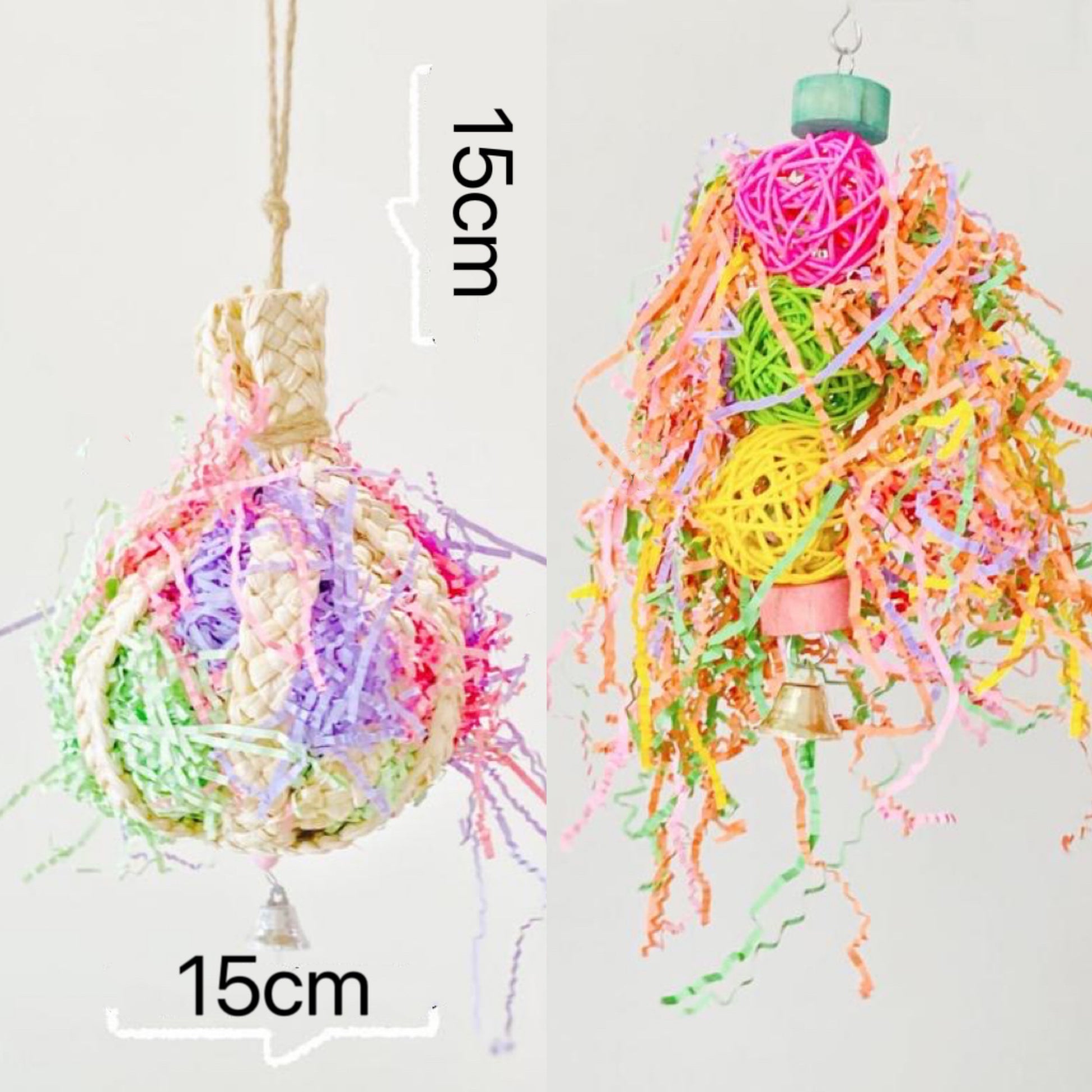 Colour Takraw 15cm Big Ball Shape Corn Leaf with Raffia Paper Parrot Toys