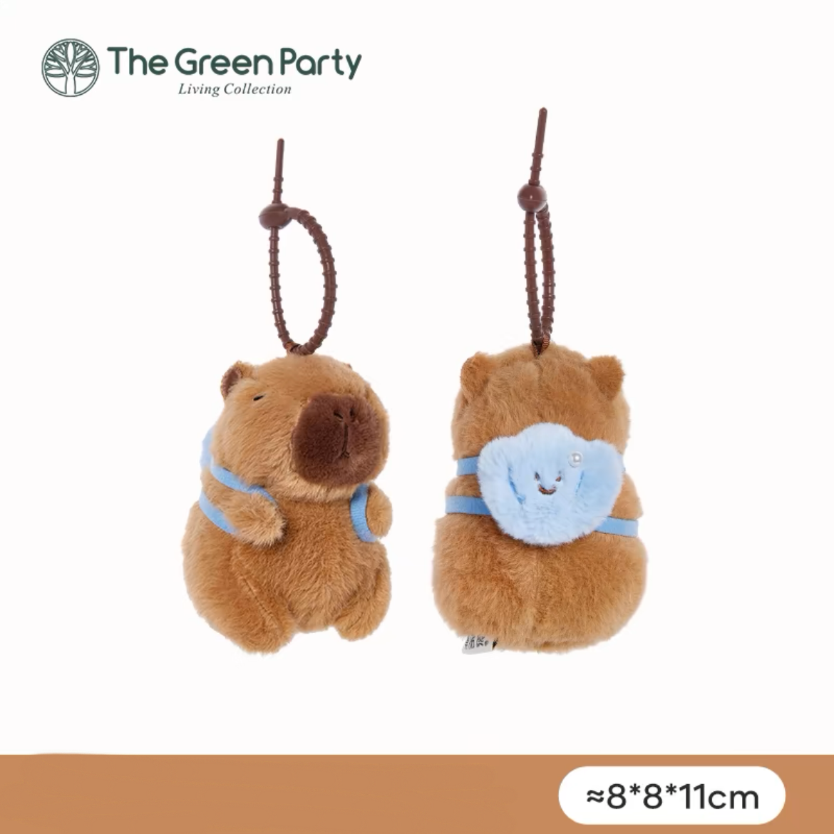 The Green Party Capybara Summer Ocean Plush Doll | with Backpack Oyster Octopus Shell Lobster Bee - 12cm 22cm 33cm 48cm Children Gift Animal mini Plush Doll Keychain Plush Doll