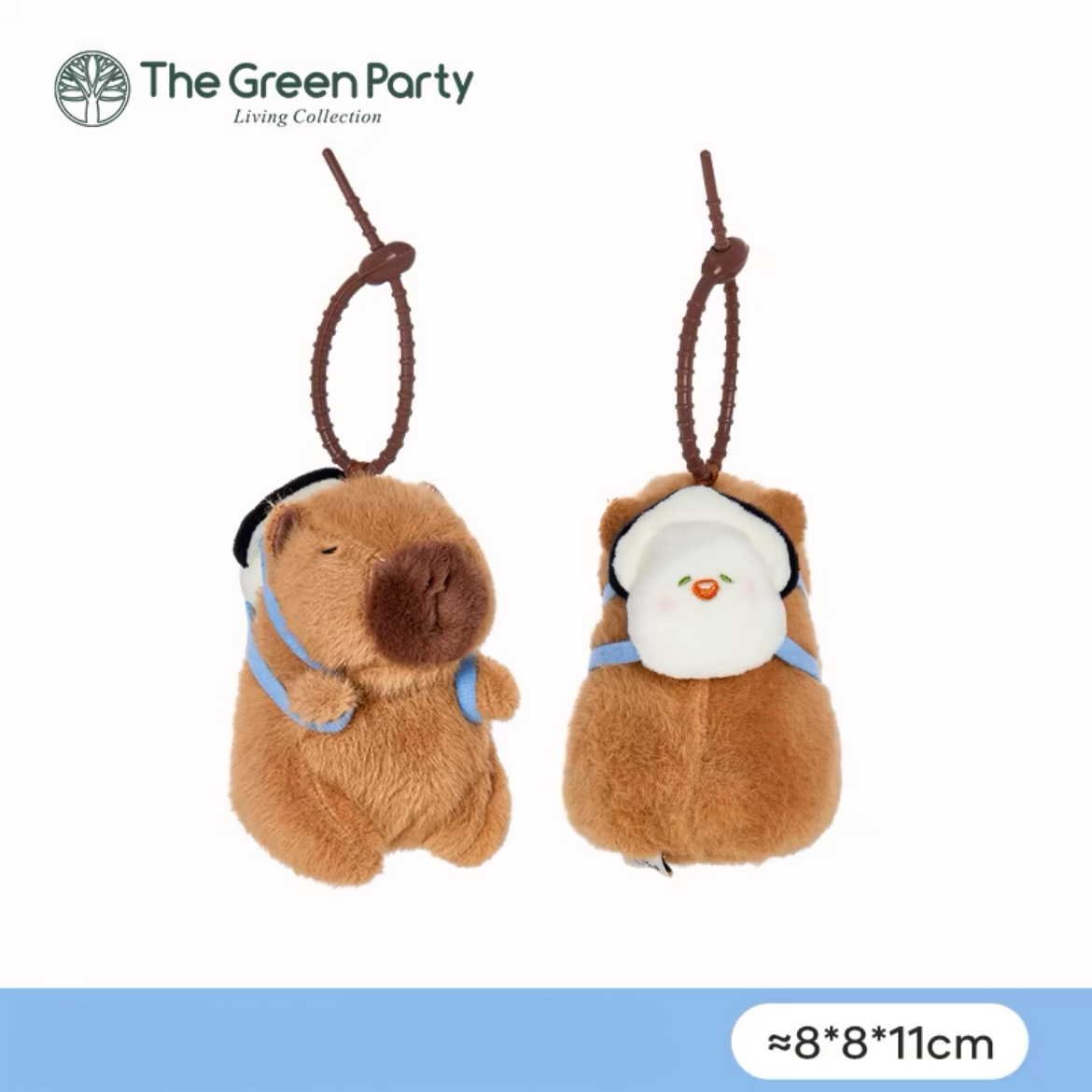 The Green Party Capybara Summer Ocean Plush Doll | with Backpack Oyster Octopus Shell Lobster Bee - 12cm 22cm 33cm 48cm Children Gift Animal mini Plush Doll Keychain Plush Doll