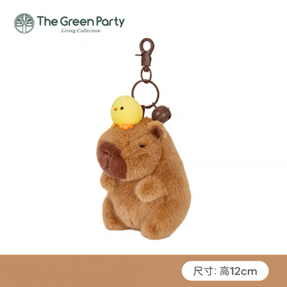 The Green Party Capybara Plush Doll | Capybara with Duck and Chicken - 12cm 28cm 40cm Children Gift Animal mini Plush Doll Keychain Plush Doll