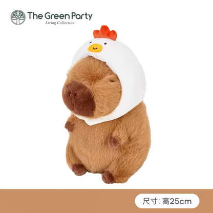 The Green Party Capybara Plush Doll | Capybara with Duck and Chicken - 12cm 28cm 40cm Children Gift Animal mini Plush Doll Keychain Plush Doll