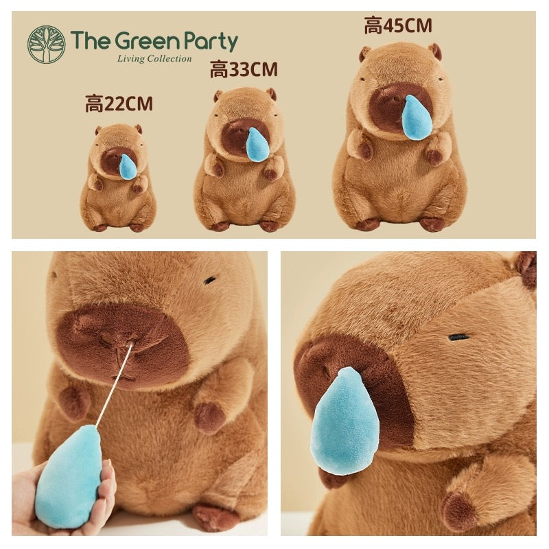 The Green Party Capybara Plush Doll | Capybara with Snivel - 22cm 33cm 45cm Children Gift Animal Plush Doll