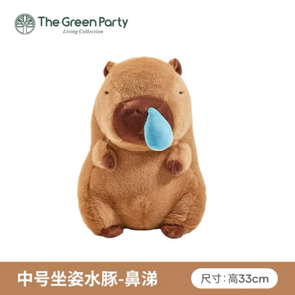 The Green Party Capybara Shaking Plush Doll | Capybara with Snivel - 22cm 33cm 45cm Children Gift Animal Plush Doll