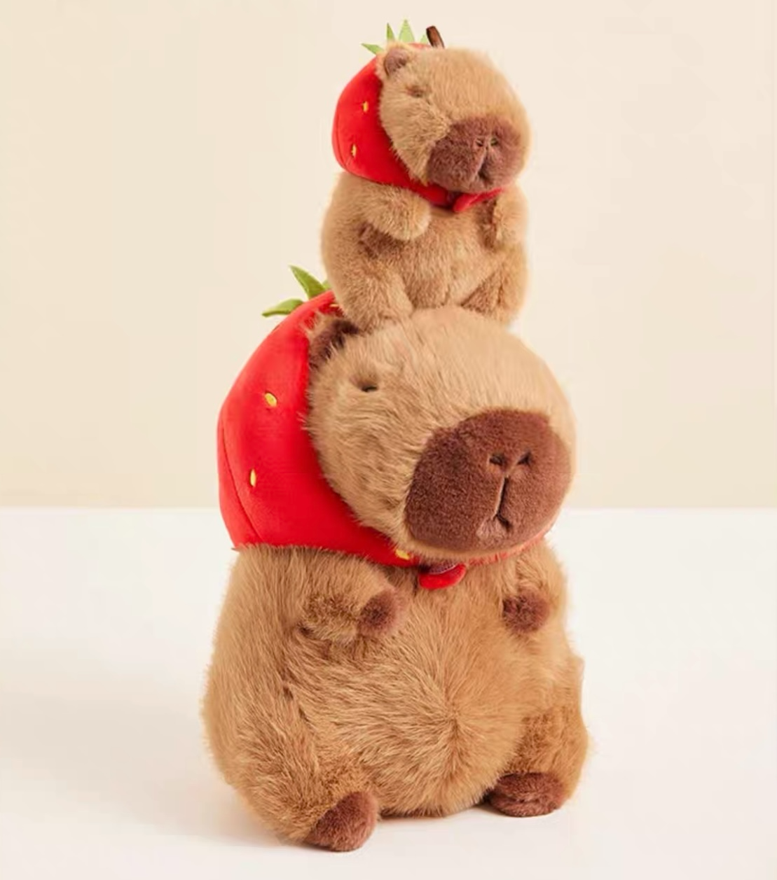 The Green Party Capybara Plush Doll | with Hat Strawberry - 12cm 22cm Children Gift Animal mini Plush Doll Keychain Plush Doll