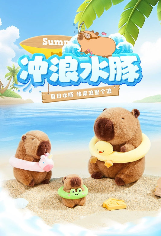 The Green Party Capybara Plush Doll | Capybara with Blister Duck Frog Unicorn - 11cm 28cm 40cm Children Gift Animal mini Plush Doll Keychain Plush Doll