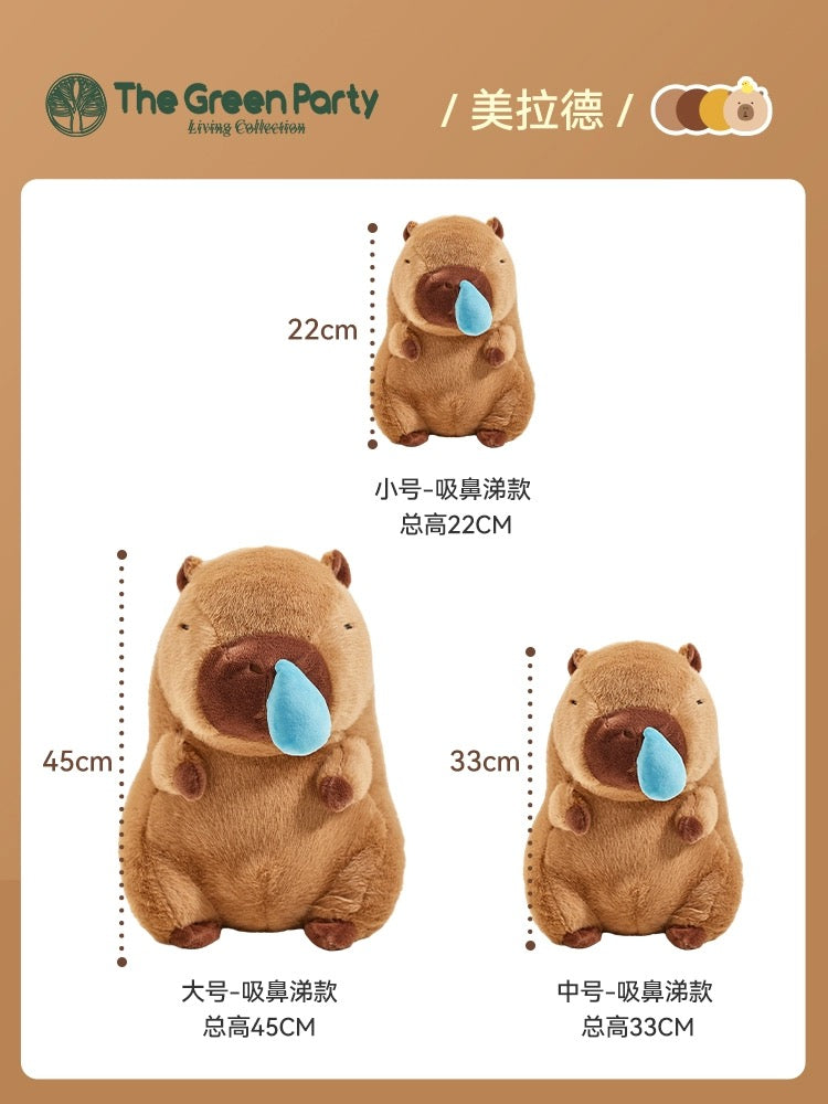 The Green Party Capybara Plush Doll | Capybara with Snivel - 22cm 33cm 45cm Children Gift Animal Plush Doll