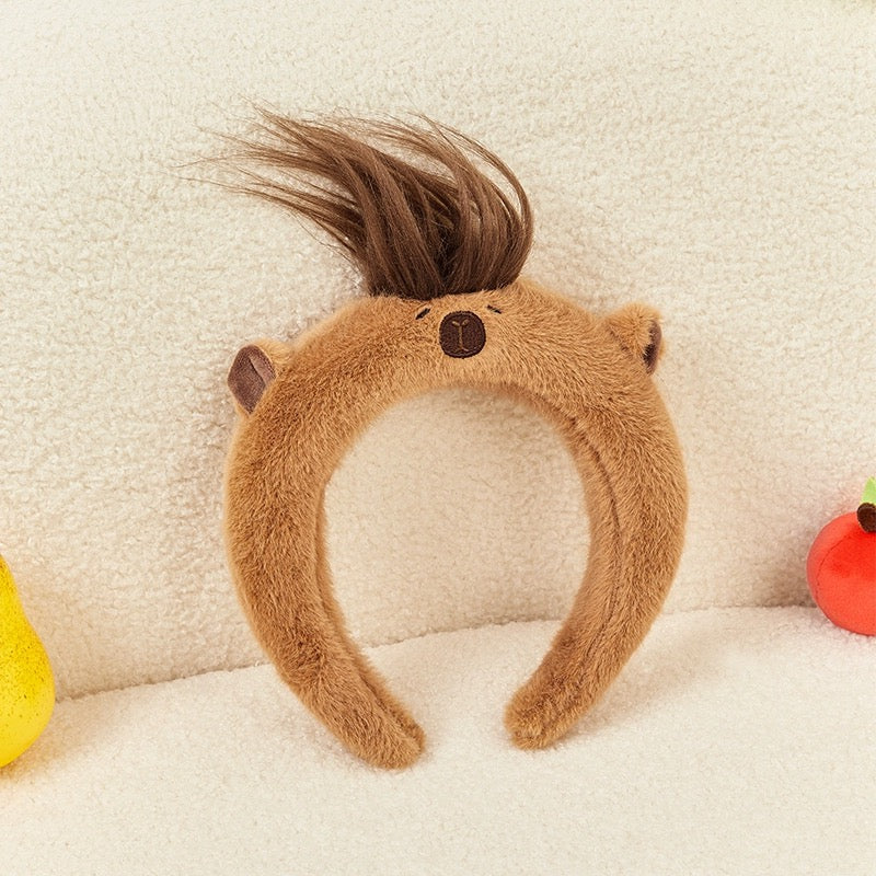 Lovely Capybara Plush Headband | with Apple Turtle Orange Hair - Makeup Kawaii items Room