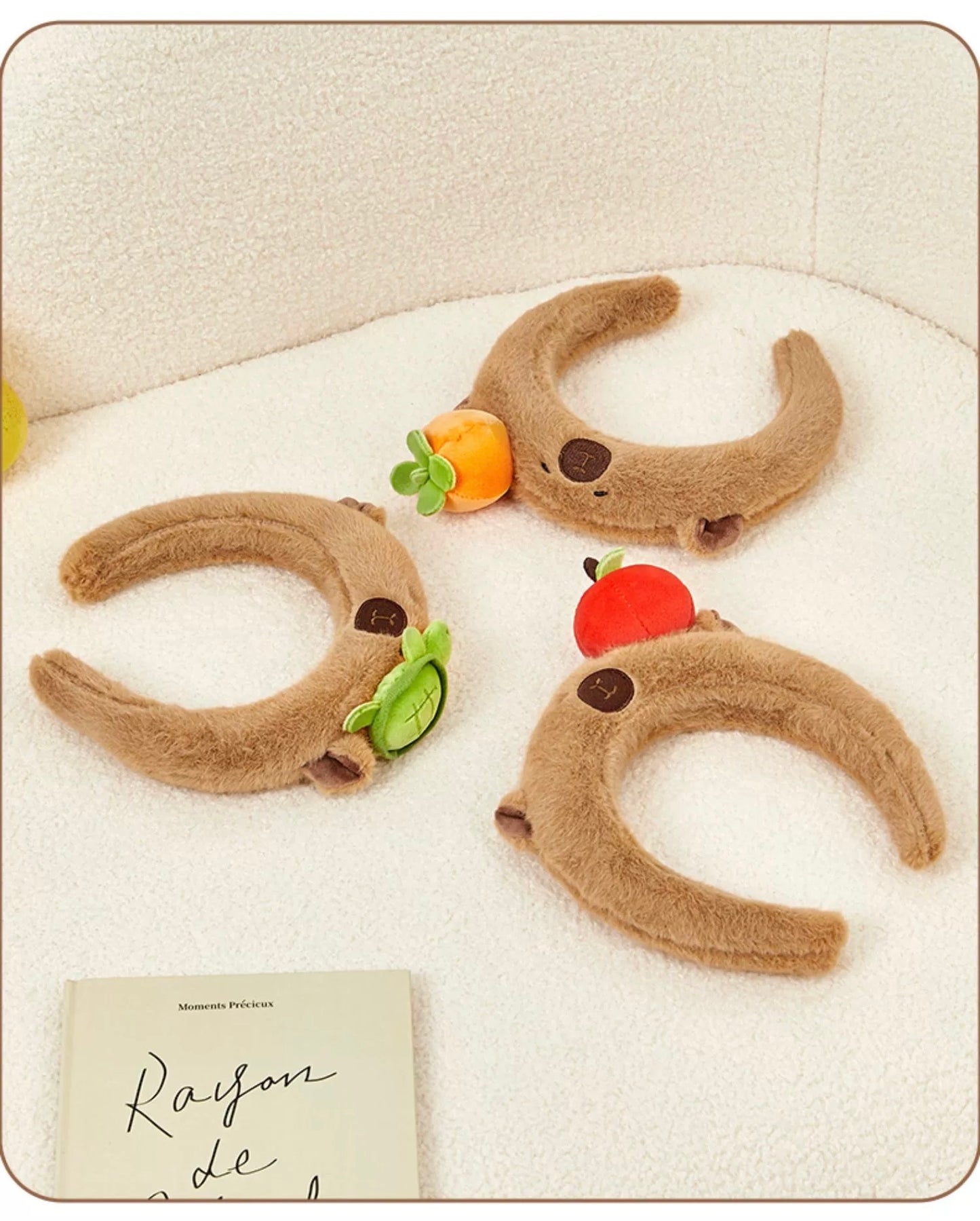 Lovely Capybara Plush Headband | with Apple Turtle Orange Hair - Makeup Kawaii items Room