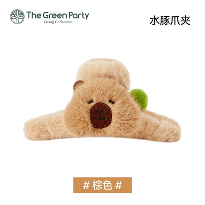 Lovely Capybara Plush Hair Tie & Hair Clip | with Turtle - Makeup Kawaii items Room