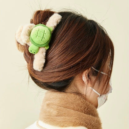 Lovely Capybara Plush Hair Tie & Hair Clip | with Turtle - Makeup Kawaii items Room