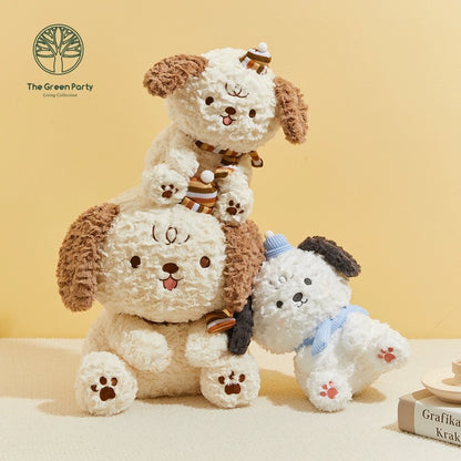 The Green Parrty Little Dog Plush Doll | Sitting Doggie White & Black Brown - 14cm 25cm Plush Doll Children Gift Animal 