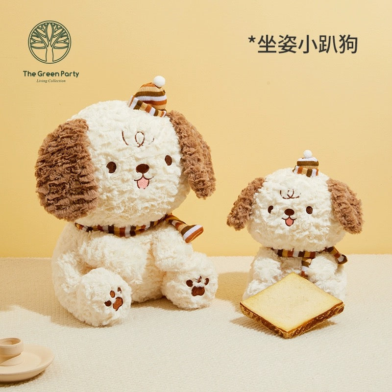 The Green Parrty Little Dog Plush Doll | Sitting Doggie White & Black Brown - 14cm 25cm Plush Doll Children Gift Animal 