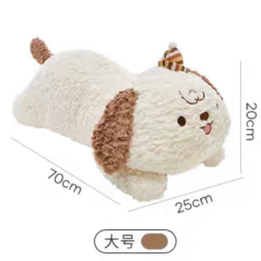 The Green Party Little Dog Plush Doll | Laying Down Doggie White & Black Brown - 47cm 70cm 85cm Plush Doll Children Gift Animal