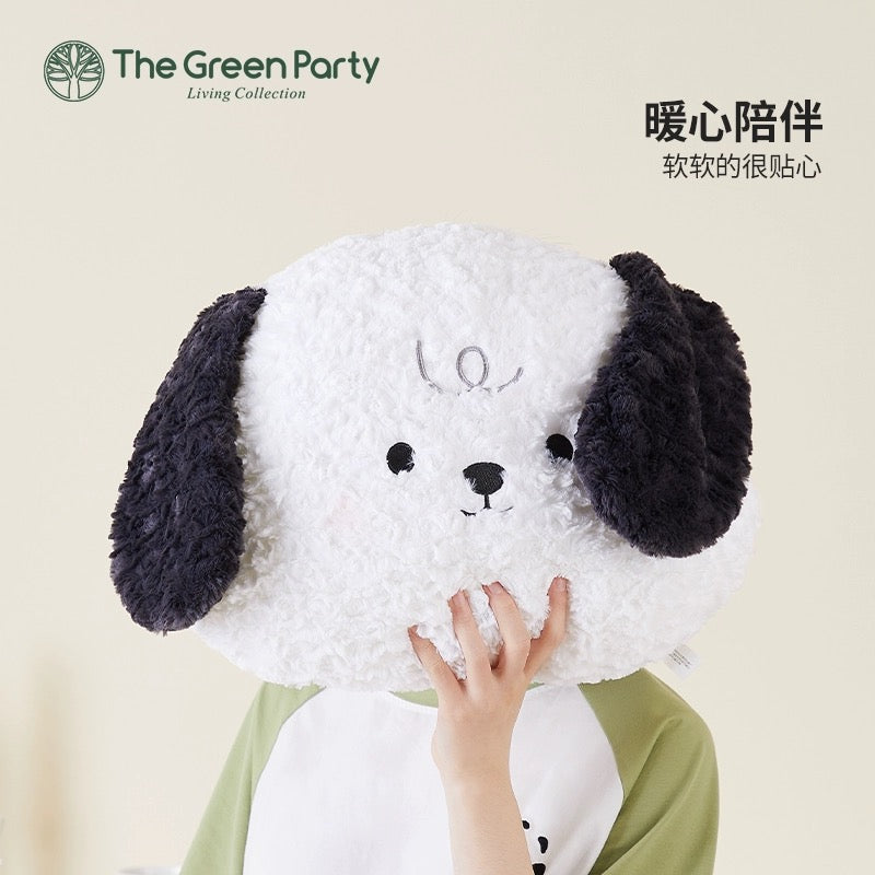 The Green Parrty Little Dog Cushion | Doggie White & Black - Plush Doll Children Gift Animal