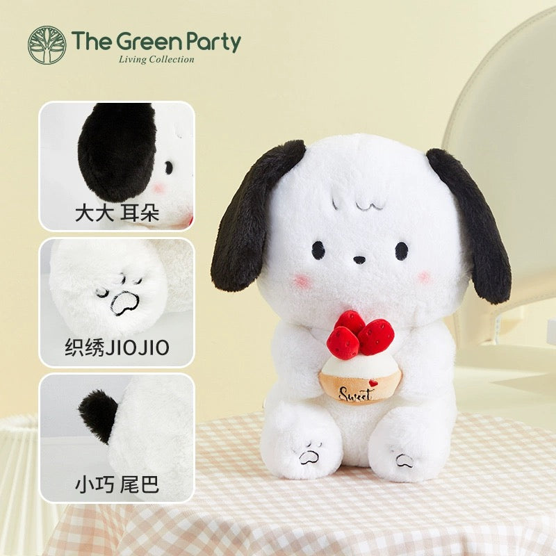 The Green Parrty Little Dog Plush Doll | with Cake White & Black Doggie - 14cm 25cm Plush Doll Children Gift Animal